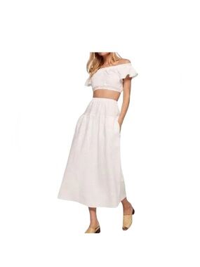 Reformation Brontë 2 piece set linen Sz medium white skirt and top